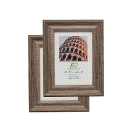 FrameWorks - 2-Pack - 5” x 7” Matted to 4" x 6" Rustic Farmhouse Wooden Picture Frames with Luxury Wide Molded Edge, Removable Mat, and Tempered Glass