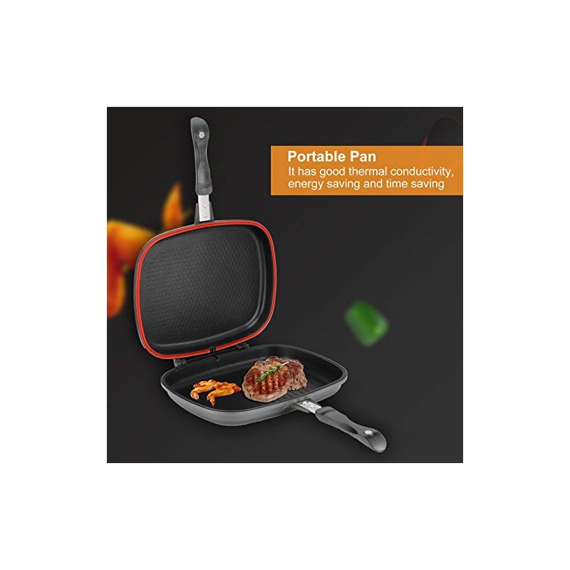 CHICIRIS Double Sided Frying Pan, Aluminum Grill Pan for Kitchen,