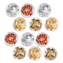 Minkissy 24pcs Nail Art Sticker Foil Glitter Foil Nail Art Stickers Silver Gold Decals DIY Manicure Supplies for Women Girls