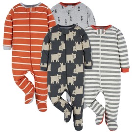 Onesies Brand Baby Boys - Pack de 4 pies Sleep 'N Play, Oso, 3-6 Meses