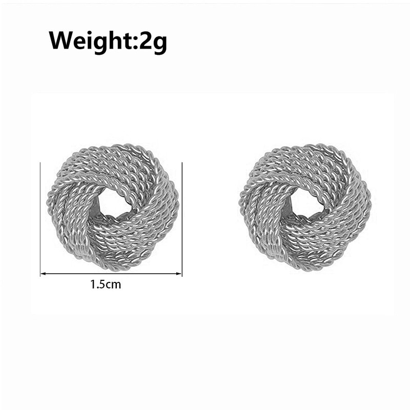 14k Gold Twisted Button Knot Stud Earrings Chunky Woven Metal