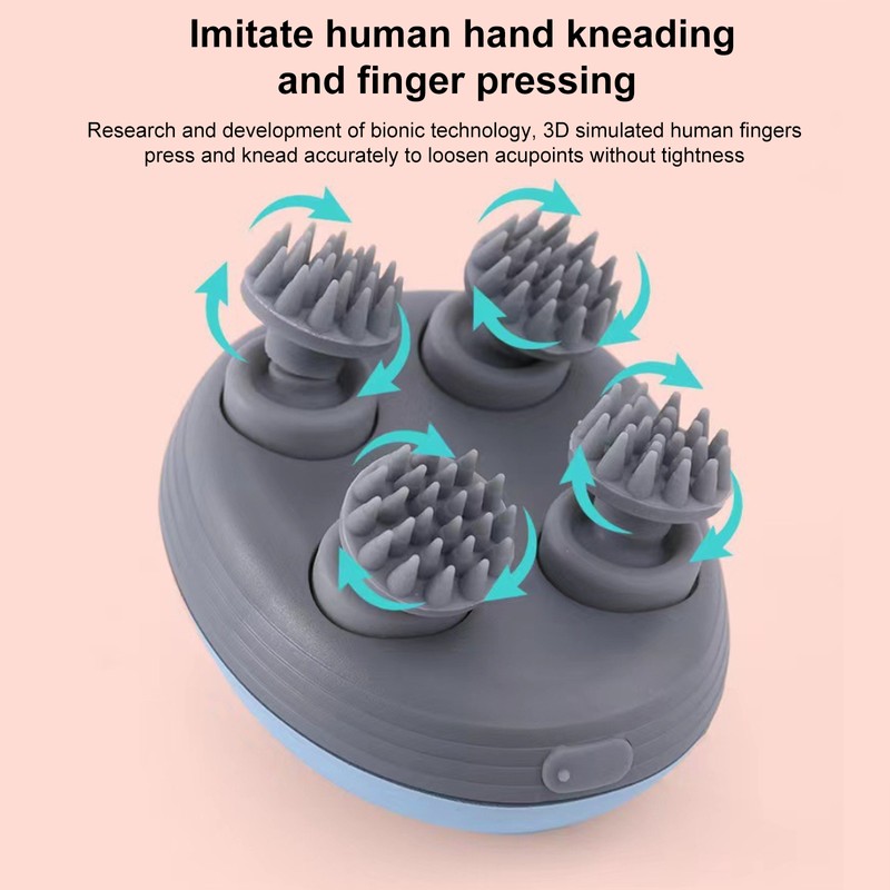 Electric Scalp Massager Cordless Head Massager with 4 Kneading Heads