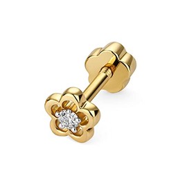 Pretty 9ct Gold Ladies Flower Diamond Single Cartilage Stud Earring Brilliant Cut G-H - SI3-I1 WJS31441