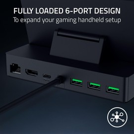 Razer Razer Handheld Dock Chroma: Charging Hub & Expand Connectivity for Mobile Gaming & Tablets - iPhone 16, Steam Deck, ROG Ally, Switch & More - USB C, USB A (3), HDMI, GbE - 100W Power Passthrough