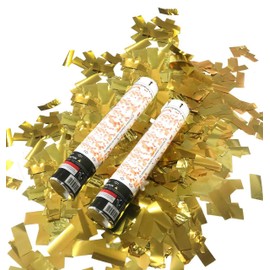 Party Xclusive (2 Pack) Confetti Cannons Gold Metallic 12 inch | Perfect for Wedding Graduation Party New Years Celebrations