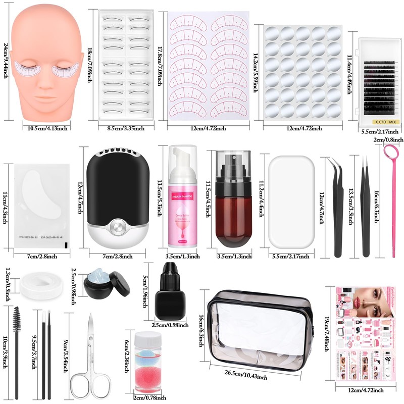 404 Pcs Professional Lash Extension Supplies Kit with Lash Clusters,Lash