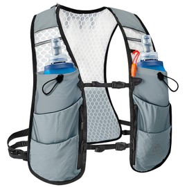 Haimont Running Vest Hydration with 2 TPU Soft Flasks for Men Women, 5L Hydration Pack Running Vest Backpack for On-the-Go Run Trail Marathon Race, L, Gray