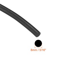 uxcell Nitrile Rubber Round Seal Strip, 8mm(5/16") Diameter 6 Meters (19.69Ft) Long Hard Solid Rubber Weather Stripping for DIY Gasket, Industrial Equipment, and Furniture