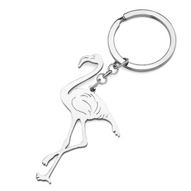 RAIDIN Stainless Steel Gold Silver Plated Cute Animal Key Ring Gifts for Women Girls Car Handbag Key Charms Accessories, Silver-172 Flamingo
