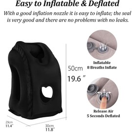 AIEKOO Travel Pillow Inflatable Airplane Neck Pillow Portable Neck and Head Support Pillow for Sleeping on Airplanes, Trains, Cars and Office Napping Use Blue