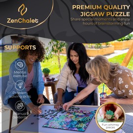 ZenChalet - Floral Cactus 500 Piece Wooden Jigsaw Nature Puzzles - Premium Jigsaw Wooden Puzzle for Adults, Surprise Your Friends or Family - Brain Teaser Puzzle