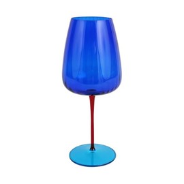 Vietri Pompidou Blue Stemmed Water Glass, Luxury Stemware, Tall Footed Aesthetic Drinking Glassware