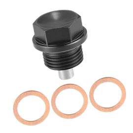 A ABSOPRO Universal Magnetic Oil Drain Plug Oil Pan Drain Plug Oil Drain Bolt Screw with 3 Seals M18 x 1.5 Aluminium Alloy Black