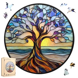 Jiroinlly Wooden Puzzle for Adults,Tree of Life Puzzles for Adults, Unique Shaped Challenge Puzzle, Beautiful Package, Best Gift Toys for Family Friends, Brain Games Medium 11.2x11.2in