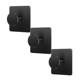 Black Adhesive Hooks PiGerbaby Stainless Steel Wall Hooks Pack of 3 Towel Hooks No Drilling Rustproof Kitchen and Bathroom Towel Holder