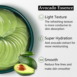 Zozu Avocado Eye Mask, Under Eye Patches for Puffy Eyes and Dark Circles, Nourishing and Hydrating Eye Cream, Naturally Derived Formula (60 PCS)