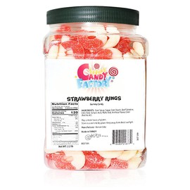 Sarah's Candy Factory Gummy Rings Candy in Jar, 2.2 Lbs (Strawberry)