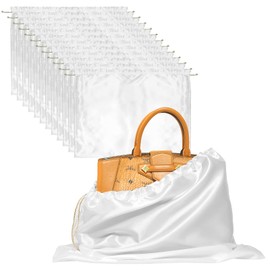 12 Pcs Silk Purse Organizer Drawstring Bags Shoe Bag for Travel Satin Dust Bags for Purses Handbags ShoesWhite 19.6X15.7 inch