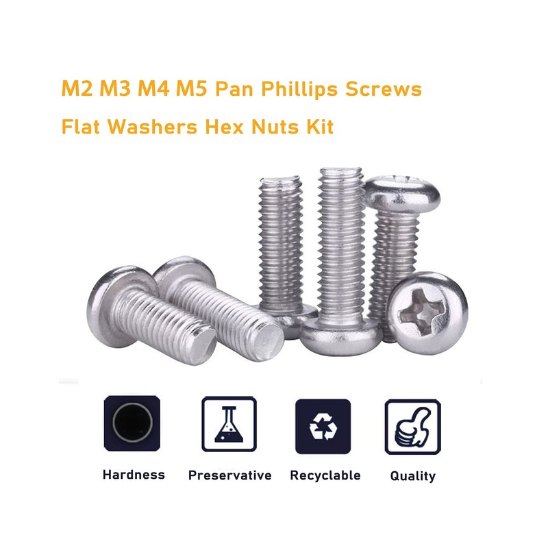 binifiMux 940pcs M2 M3 M4 M5 Hex Nuts Screws Bolts