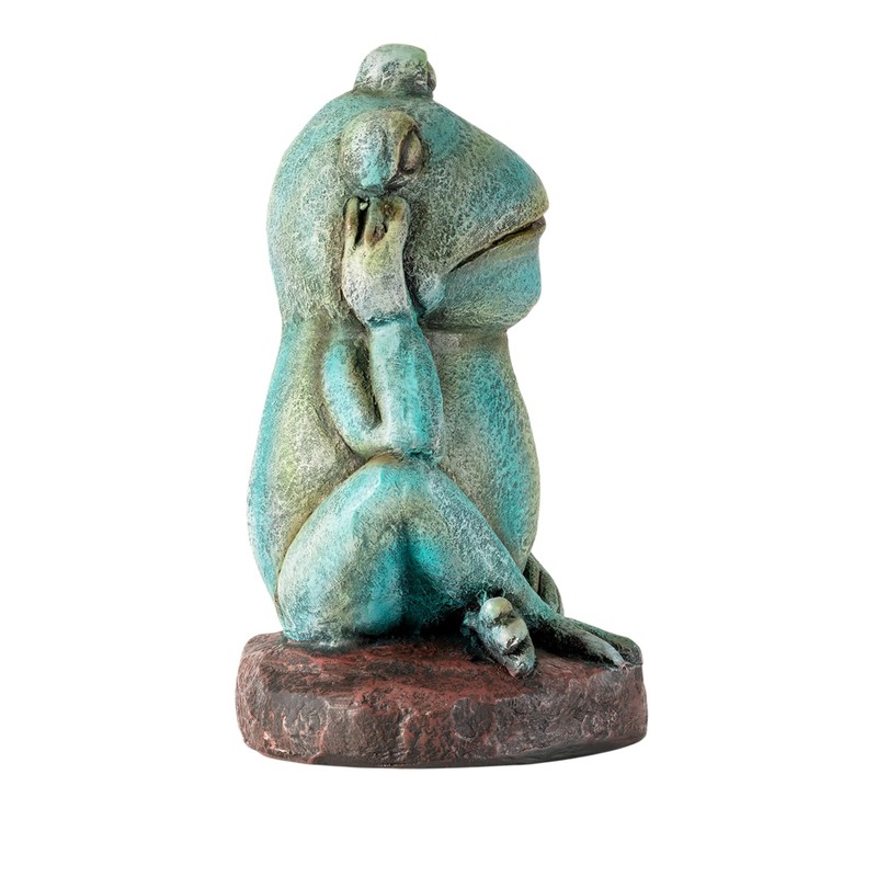 Alpine Corporation ZEN722 15" Thinking Frog Garden Statue – Whimsical