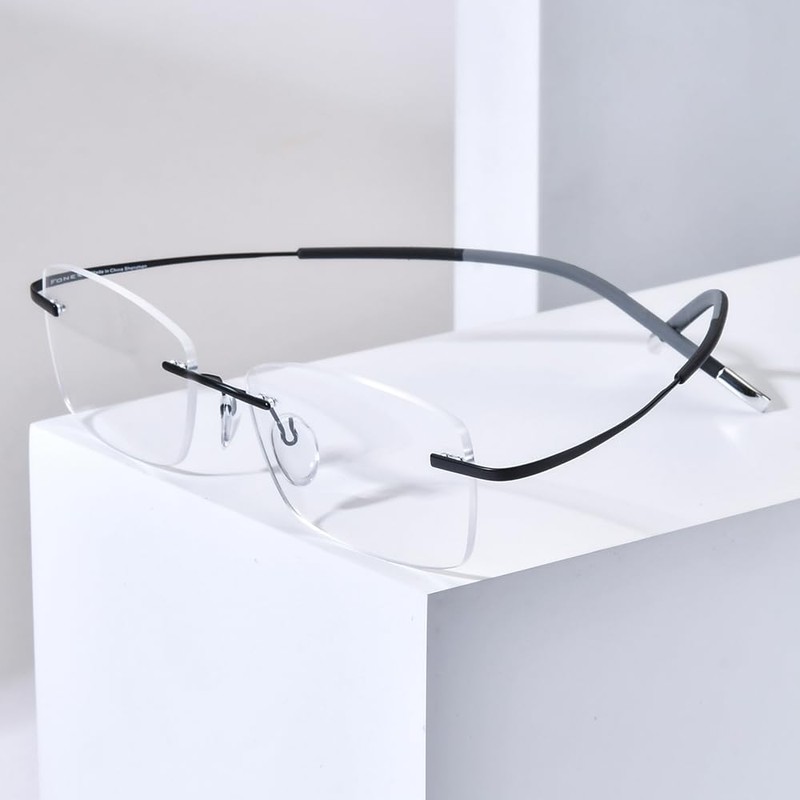 FONEX Titanium Glasses Frame,Rimless Frameless Optical Eyewear Eyeglasses for Men