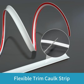 Flexible Trim Caulk Strip Wall Moulding Trim, 1/2 in x16 Ft Peel and Stick Trim for Wall Corner Deco, Ceiling, Backsplash Tile Edge, Countertops, Baseboard, Floor(White)
