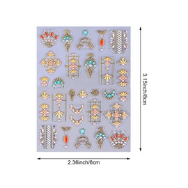 4 Sheets Sun Moon Nail Art Stickers, 5D Embossed Bohemian Style with Pearl Design Spring Summer Nail Supplies Gold Lace Self Adhesive Nail Art Decals for Women Girls DIY Manicure Decorations