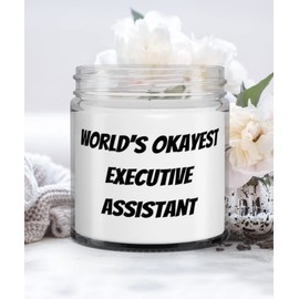 Sarcastic Executive assistant Gifts, World's Okayest Executive Assistant, Special Christmas Candle Gifts For Coworkers