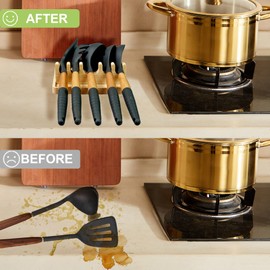 Minboo Bamboo Kitchen Gadgets Utensil Rest -Kitchen Utensils Holder For Spoon Rest Cooking Utensil Holder With Drip Pad Spoon Holder For Cooking Gadgets Spoons Ladles Tongs & More