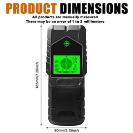 Cable Finder Locator 6-in-1 Wall Scanner Detector Line Detector Multifunctional Stud Finder with LCD Display and Alarm Metal Detector for Finding Power Lines Wooden Beam Black