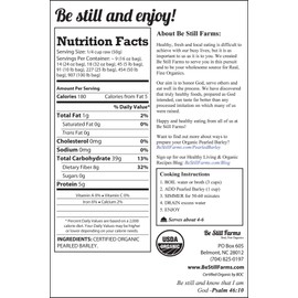 Be Still Farms Organic Pearled Barley (5lb) Barley Organic - Barley Pearl - Glutinous Barley - Cebada En Grano - Quick Cooking Barley - All Natural Breakfast Foods - Healthy Diet