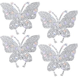 4 Pieces Crystal Car Stickers Butterfly Bling Crystal Rhinestone Car Sticker Decal for Car Bumper Window Laptops