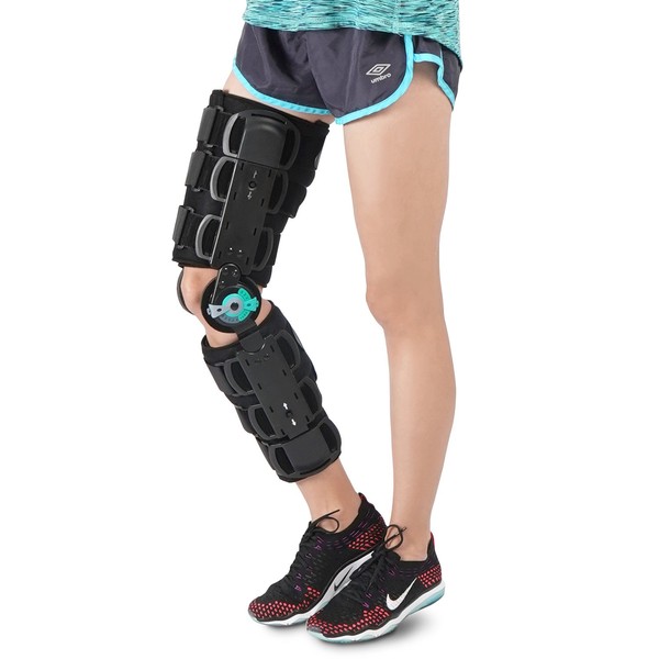 Soles Universal Hinged Knee Brace Telescoping ROM Orthosis Knee Brace, Adjustable Leg Stabilizer – Post Operative Injury Support for ACL, PCL, MCL or LCL - One Size Fits Most - Unisex