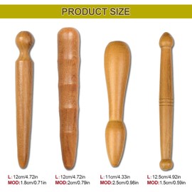 KALUROIL 4 Pieces Massage Sticks - Trigger Point Massager Foot Wooden Massage Stick Muscle Massage Roller Stick Massage Wood Trigger Roller for Shoulder Back Leg Relaxation