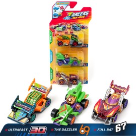 T-RACERS Mix ´N RACE 3 Pack – Pack of 3 collectible cars. Each car can be split in two with interchangeable parts and wheels. Pack 1 of 4