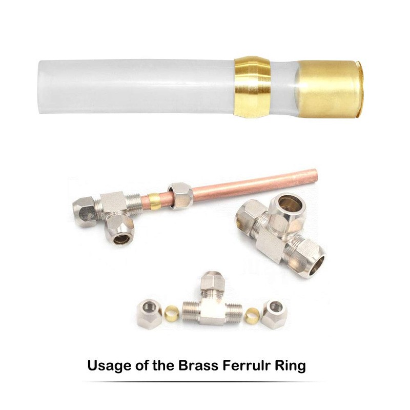 Beduan 5/32" Tube ID Brass Compression Fitting, Insert Tube Support