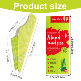 NHQZ Pack of 10 Portable Urinella for Women, Pack in Colourful Box, Urinella for Women, Disposable, Waterproof, Portable, Suitable for Travel, Outdoor and Other Occasions (Green)