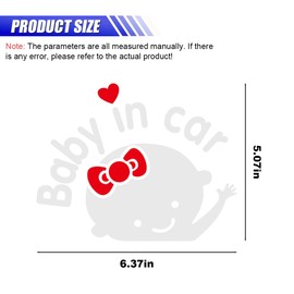 Baby in Car Sticker Decal, 6.37" x 5.07" Reflective Baby Safety Sign Warning Sticker for Car Rear and Side Window, Waterproof Vinyl Sticker Decal for Car Bumper (White/Red)