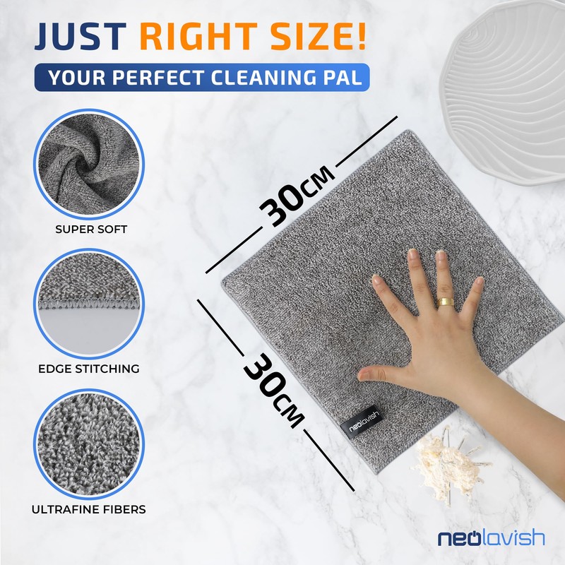 NeoLavish 12pcs - Microfibre Cleaning Cloth - Kitchen Cloth for