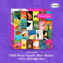 Re-Marks Feline Tales 1000-Piece Puzzle for All Ages, Cat Books Jigsaw Puzzle, Family Puzzle