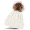 styleBREAKER Cable Pattern Bobble Hat, Knitted Hat with Fur Bobble