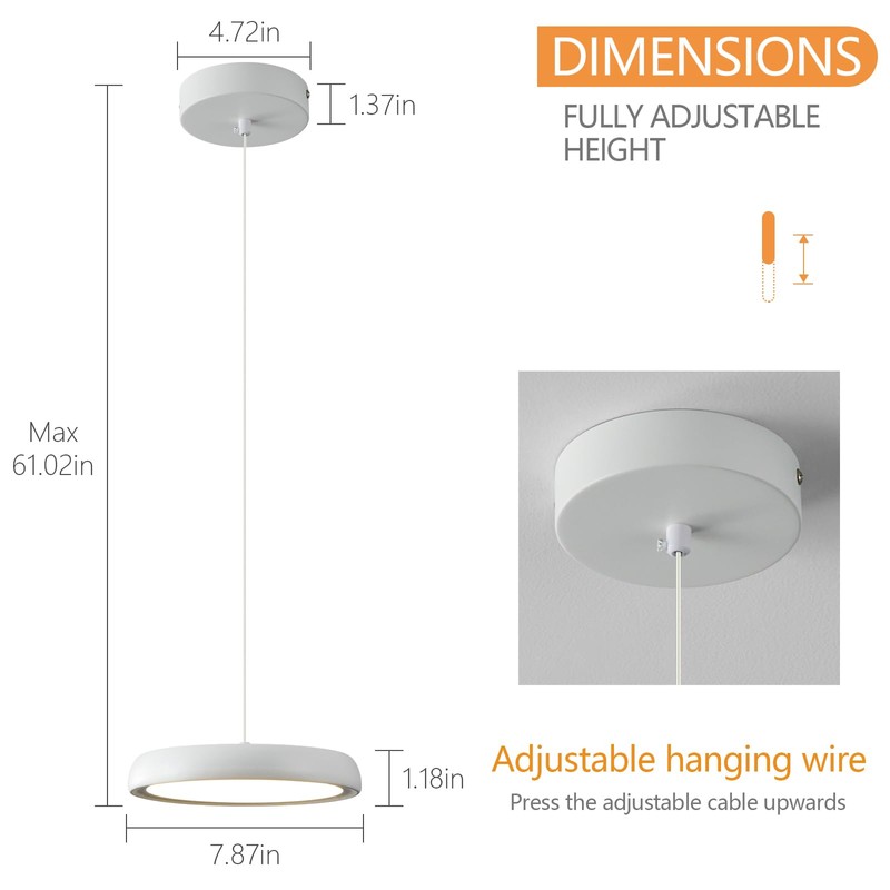 zhllmq Modern Pendant Lights Kitchen Island LED 6000K Dimmable Hanging