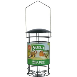 Supa Fat Ball Feeder to fit 2 Large Balls. All Metal Construction, Stainless Steel Handle, Evergreen