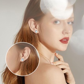 Moonstone Earrings Sterling Silver Three-Dimensional Moonstone Stud Earrings Nordic Filigree Flower Jewellery Christmas Gifts for Women Girls, Sterling Silver