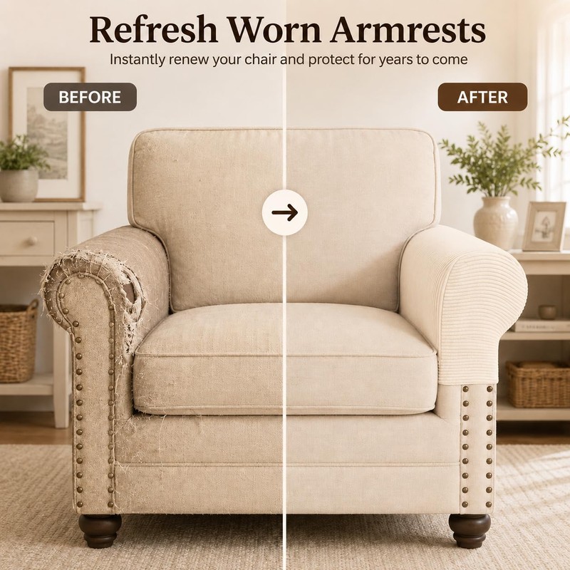 Anti-Slip Sofa Armrest Covers for Couch, Couch Arm Covers Jacquard