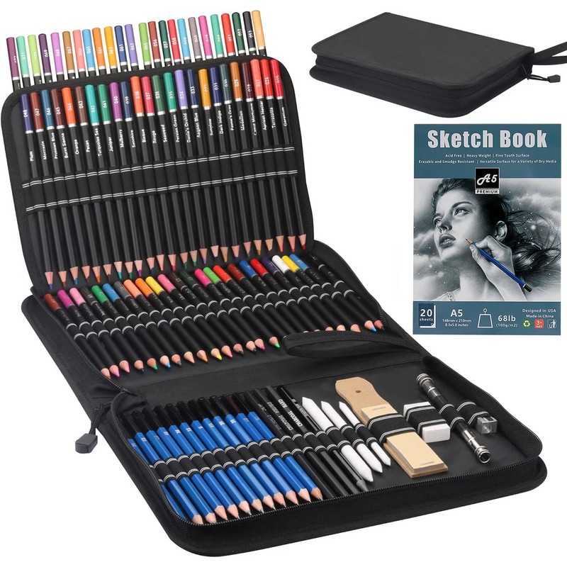 54-Piece Drawing and Sketching Kit for Artists – Complete Pencil