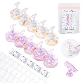MelodySusie Soporte para Uñas Postizas, Base Magnética Redonda en Forma de Concha para Exhibir Esmaltes, Incluye Soporte para Pinceles Y 100 Cintas Adhesivas de Doble Cara Reutilizables. Ideal para El