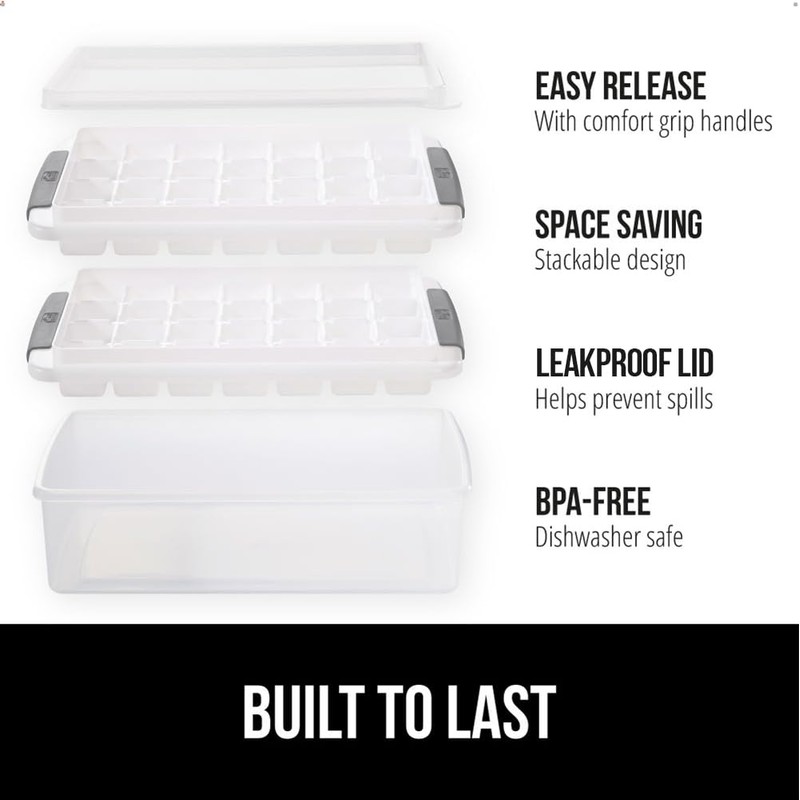 GORILLA GRIP BPA-Free Easy Release Ice Cube Tray for Freezer,