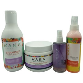 Maka Essentials - 4 Step Essential Kit - Active Carbon Shampoo - Active Carbon Treatment - Luminous Mist - Leave-In - cleans - hydrates - shines - softens - protects - anti frizz - revitalizes