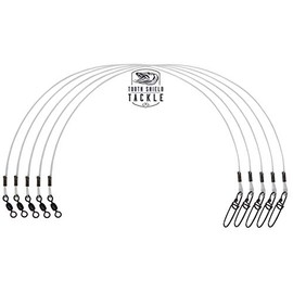 5 Pack 80 lb. Premium Fluorocarbon Tooth Shield Tackle Musky Leader Muskie Pike Leader (Crane Swivel) (10)